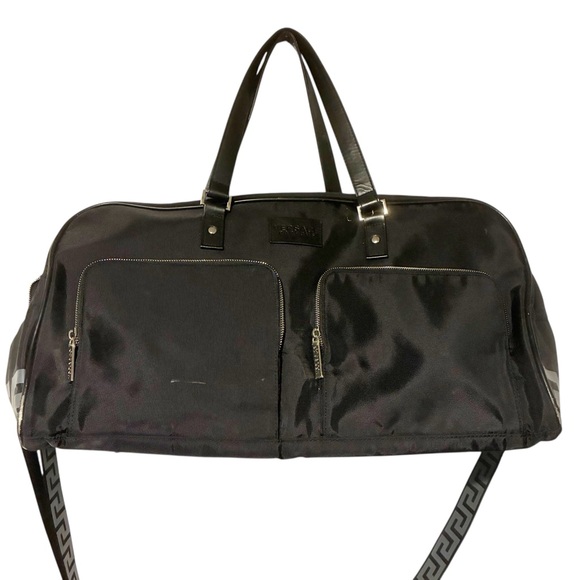 Versace Parfums Duffle Bag Black Greca Design Overnight‎ Weekender Travel Bag